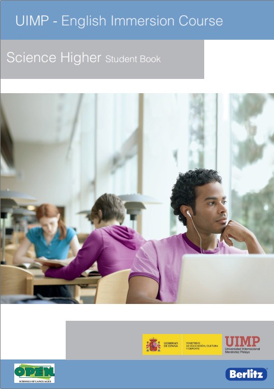 Cover of the UIMP English Immersion Course, Science Higher Student Book, published by Berlitz.
